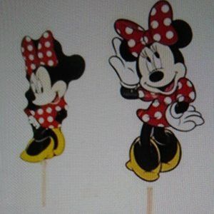 18 Pcs Minnie Mouse  Red Polka Dot Dress  Toppers